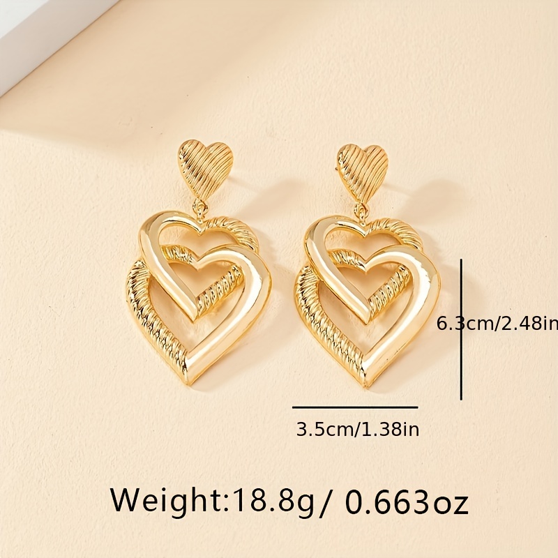 French Vintage Heart Dangle Earrings for Parties